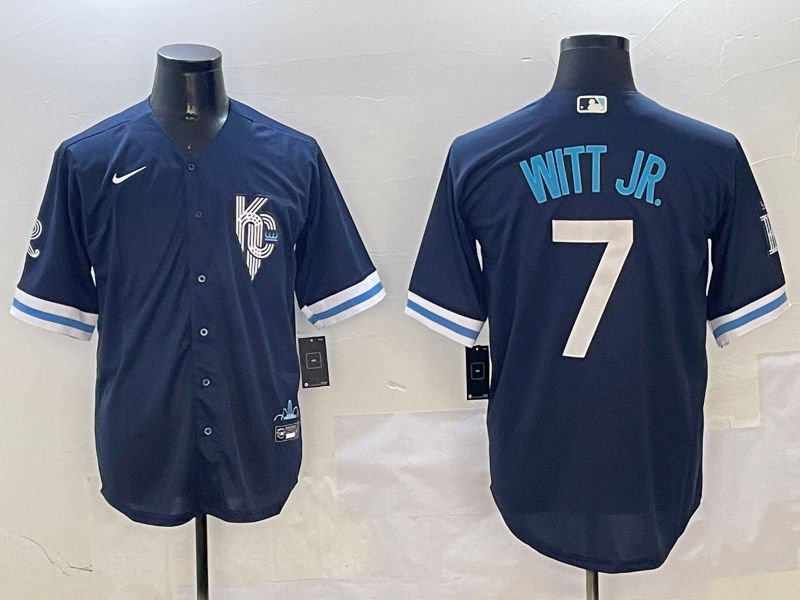 Men Kansas City Royals #7 Witt jr Blue City Edition 2025 Nike MLB Jersey style 2